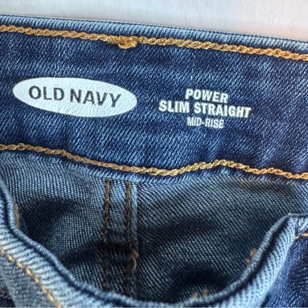 Old Navy Power Slim Straight Jeans – Women’s Size 12 – Mid-Rise Distressed Denim - Picture 9 of 11